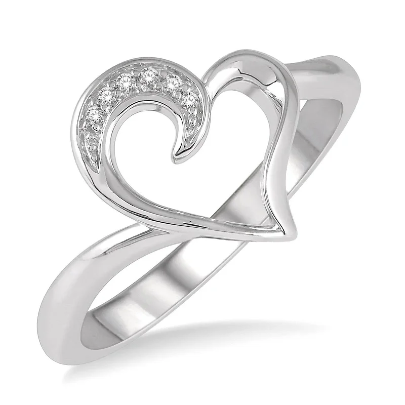 Diamond Heart Ring in Sterling Silver (.03ct tw)