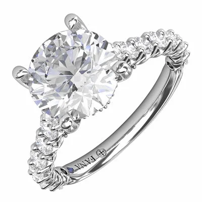 Fana Contemporary Diamond Solitaire Engagement Ring Setting With Hidden Halo in 14kt White Gold (3/4ct tw)