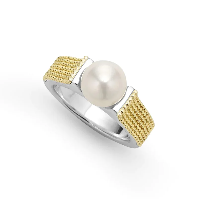 Lagos Luna Two-Tone Caviar Pearl Ring