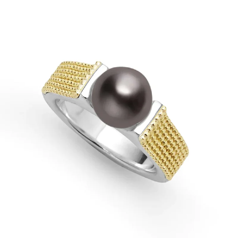 Lagos Luna Two-Tone Tahitian Black Pearl Ring