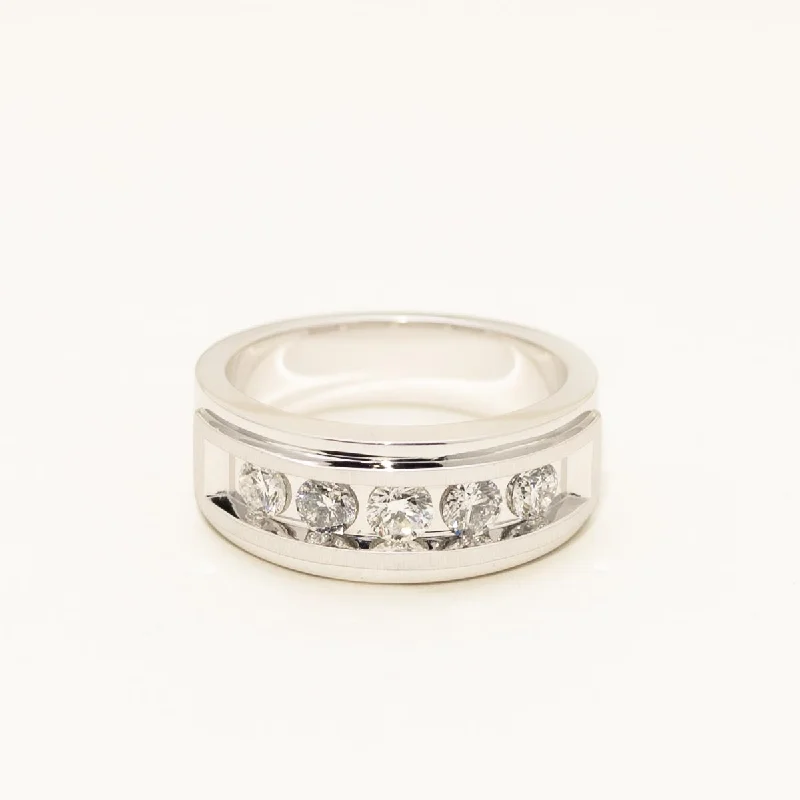 Mens Diamond Band in 10kt White Gold (1ct tw)