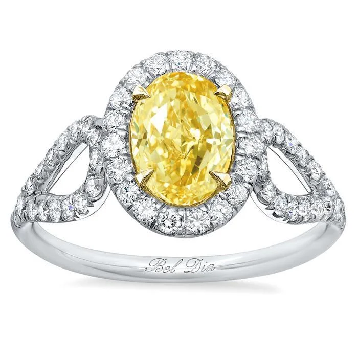 Oval Yellow Diamond Engagement Ring with Looped Shank