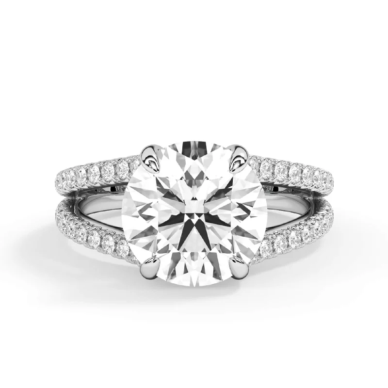 Pave Diamond Split Shank Engagement Ring