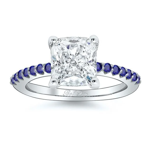 Pave Sapphire Accented Engagement Ring