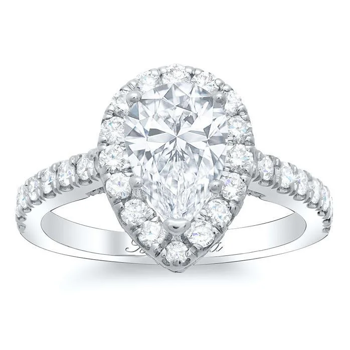 Pear Pave Halo Engagement Ring