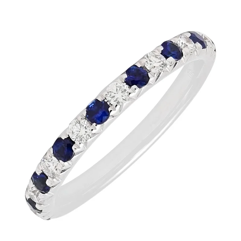 Sapphire and Diamond Band in 14kt White Gold (1/4ct tw)