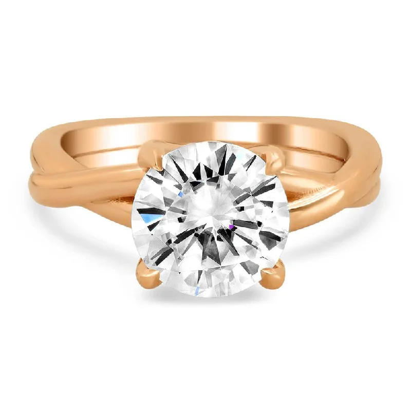 Solitaire Engagement Ring with Entwined Band