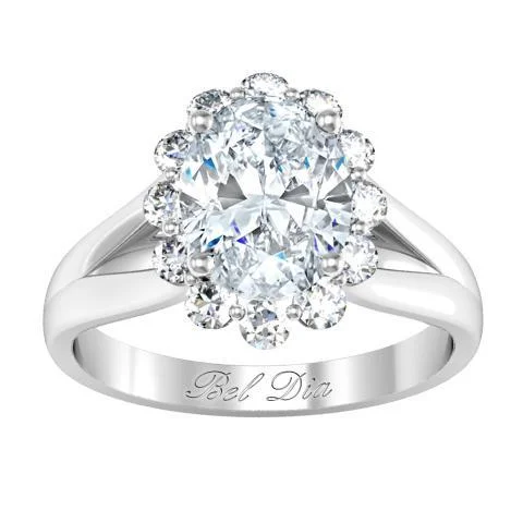 Split Shank Floral Halo Engagement Ring