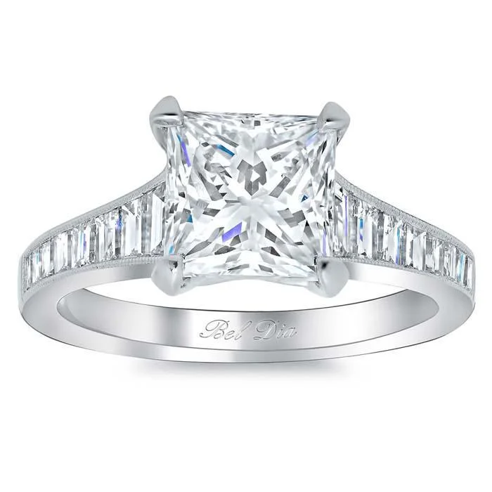 Step Cut Engagement Ring Setting with Baguettes