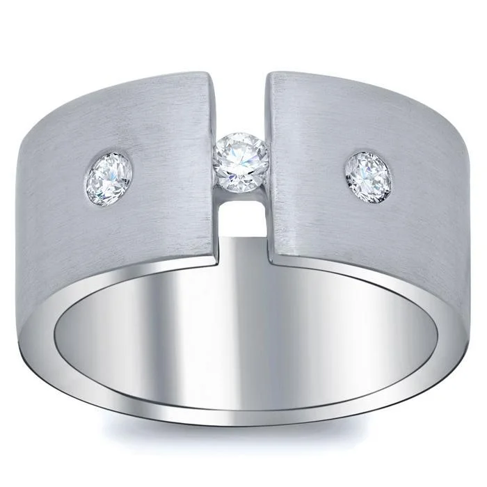 Tension and Flush Set Diamond Men's Ring