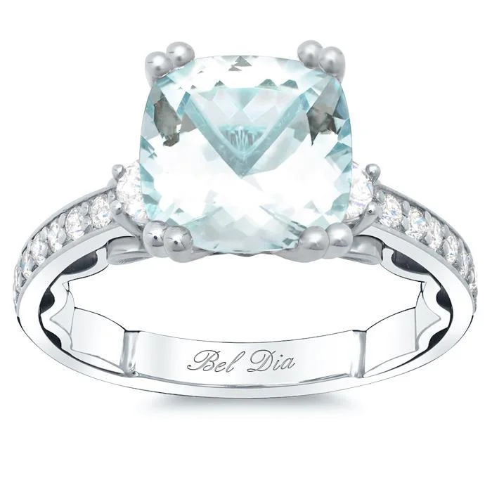 Three Stone Engagement Ring for Aquamarine