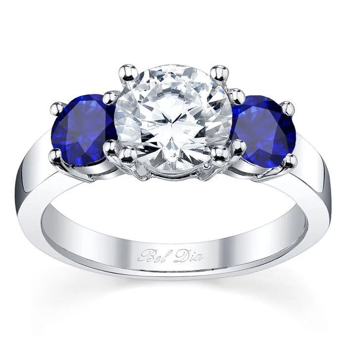 Three Stone Engagement Ring with Sapphires