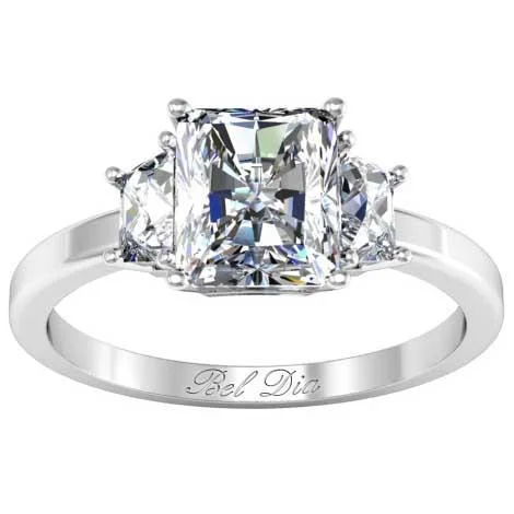 Trapezoid Three Stone Engagement Ring for Radiant Diamond