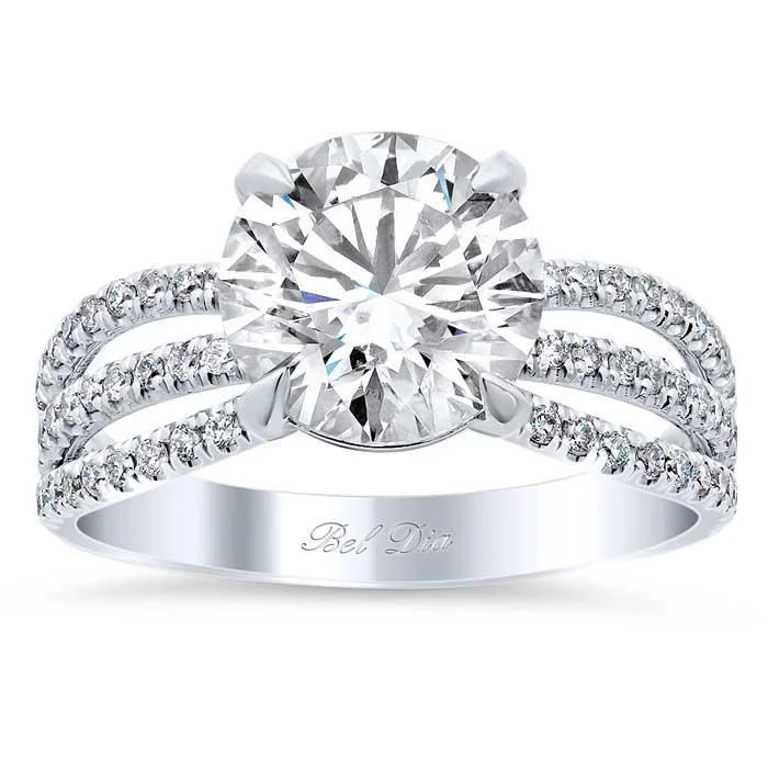 Triple Shank Pave Diamond Engagement Ring