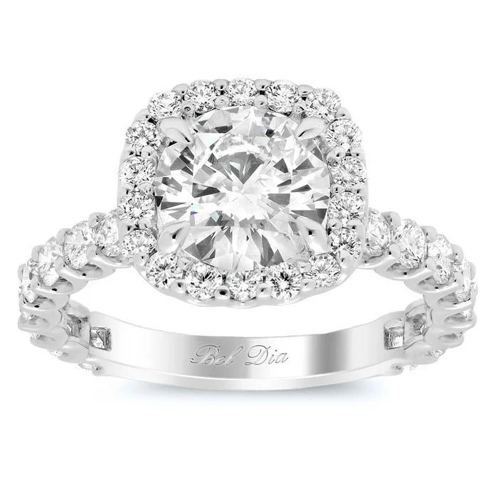 U-Prong Halo Engagement Ring