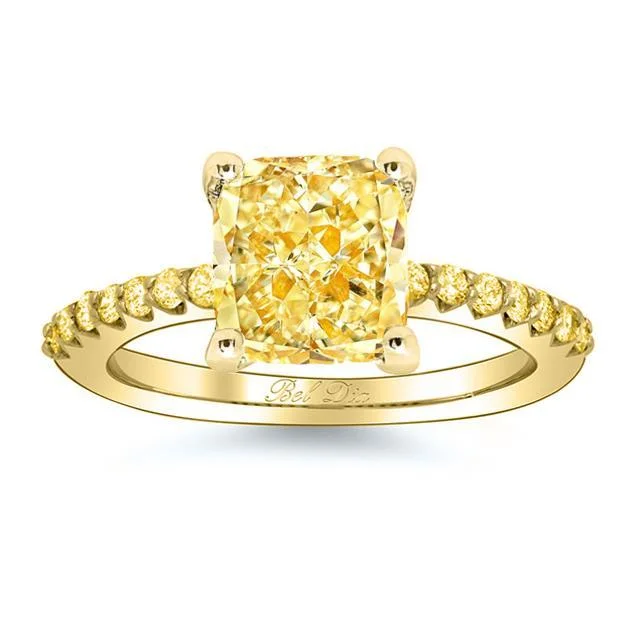 Yellow Diamond Engagement Ring with Yellow Diamond Accents