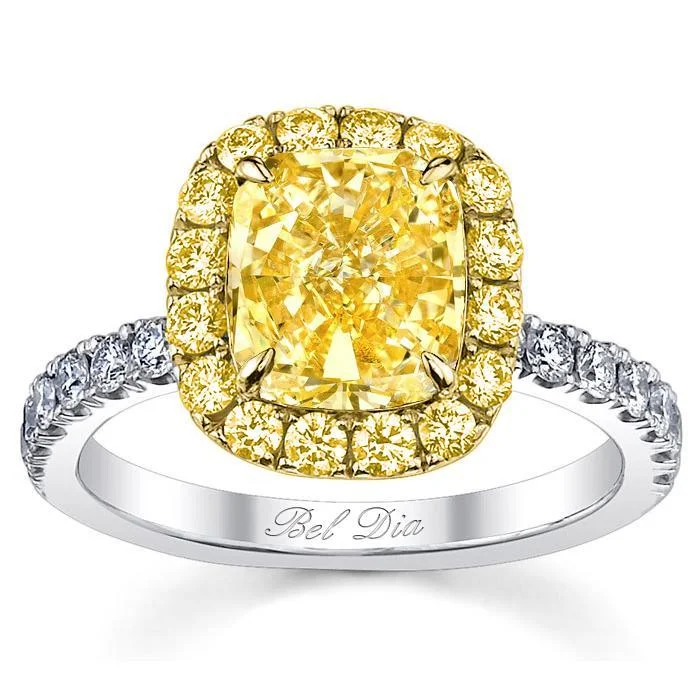 Yellow Diamond Halo Engagement Ring for Canary Diamond