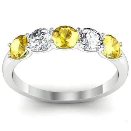 1.00cttw U Prong Yellow Sapphire and Diamond Band