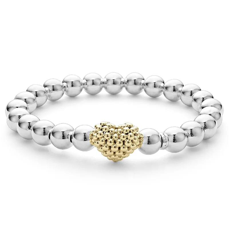 Stretch Gold Heart Bead Bracelet (Size M)