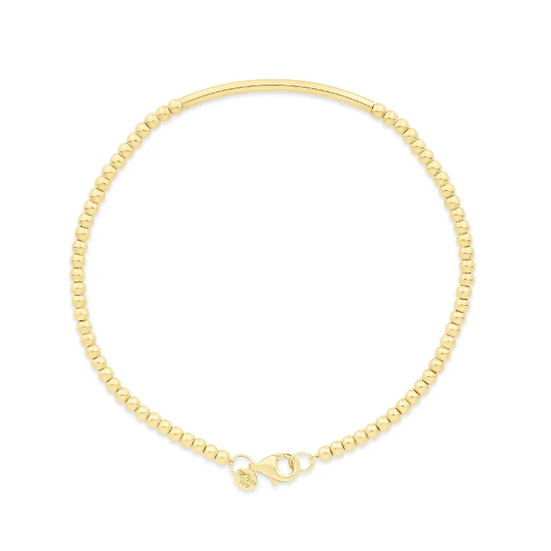 14K Gold Bead Bar Bracelet