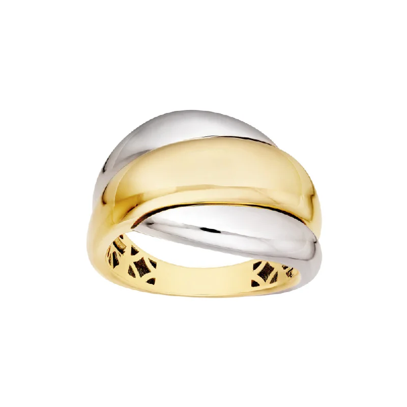 14k Two-Tone Polished Rolling Twist Ring