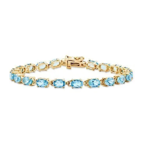 14KT YELLOW GOLD 11 CARAT SWISS BLUE TOPAZ BRACELET