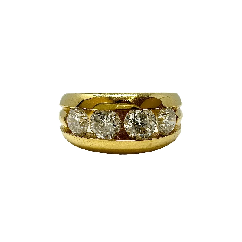 18K Gold Ring with 4 Diamonds