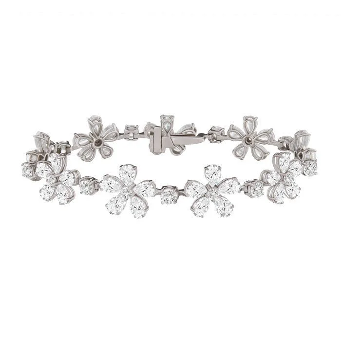 18KT White Gold 14.25 CTW Diamond Flower Bracelet