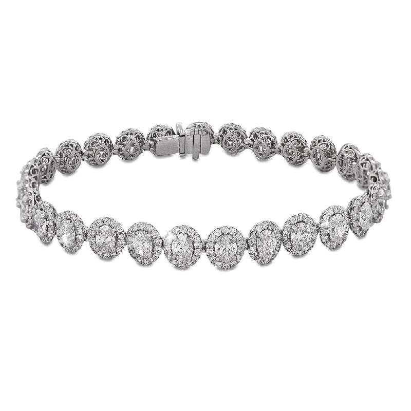 18KT White Gold 9.25 CTW Oval Halo Diamond Bracelet