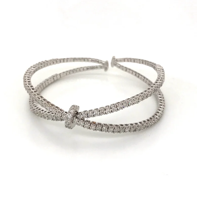 18kt White Gold Flexible Diamond Bangle