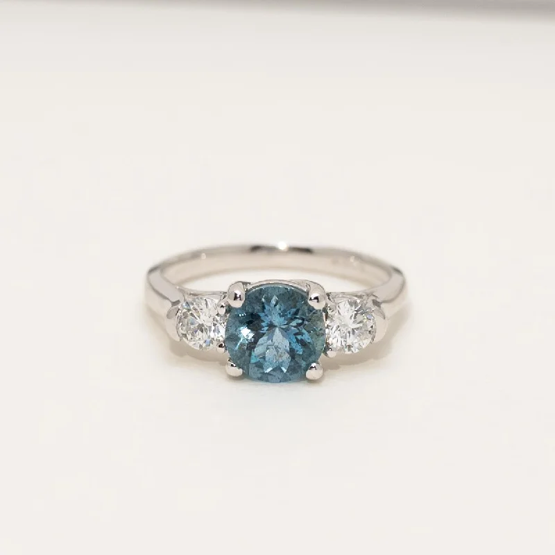 Aquamarine Ring in 18kt White Gold with Diamonds (1/2ct tw)