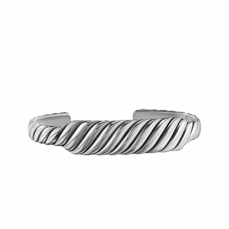 Sculpted Cable Contour Cuff Bracelet in Sterling Silver