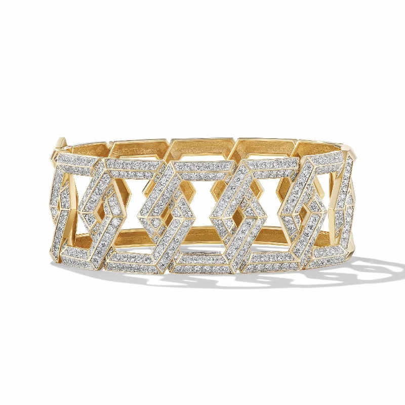 Carlyle Bracelet in 18K Yellow Gold with Pave Diamonds