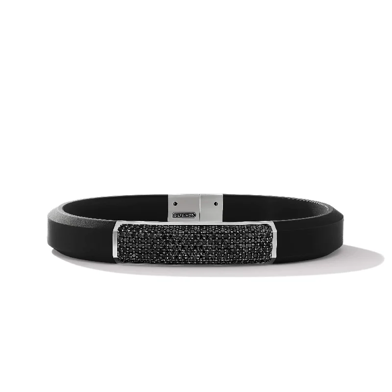 Streamline ID Black Rubber Bracelet with Pave Black Diamonds