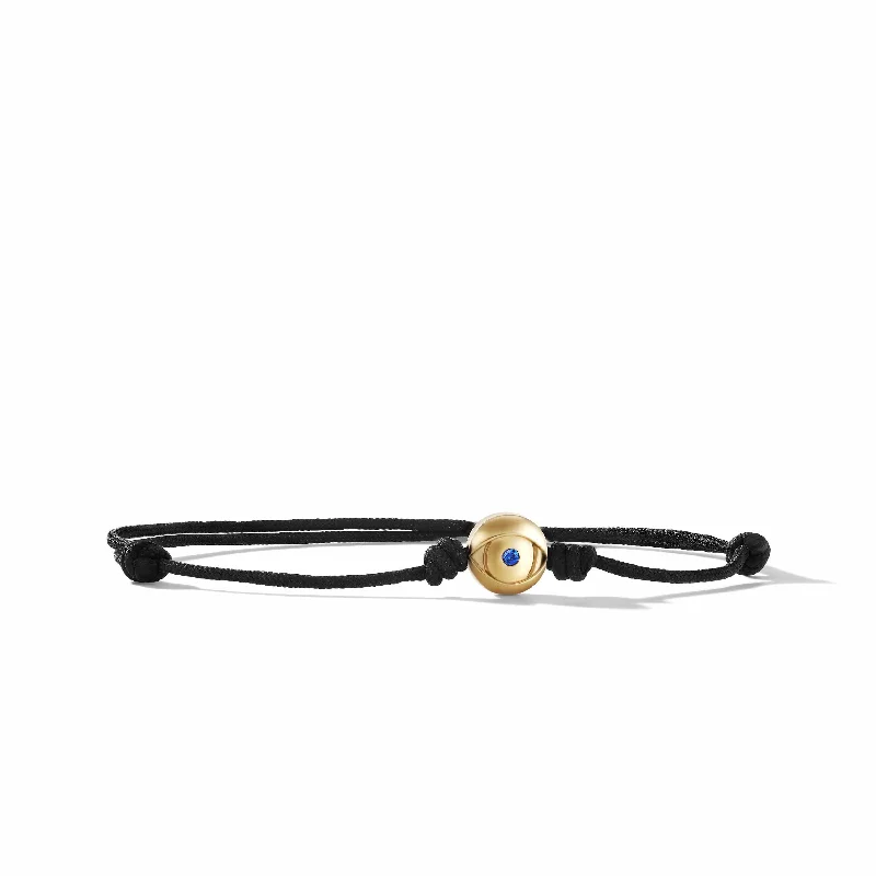 Evil Eye Black Cord Bracelet with 18K Yellow Gold and Sapphire