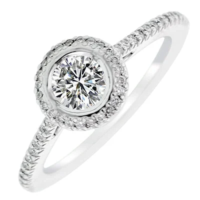 Bezel Diamond Engagement Ring in Palladium (3/4ct tw)