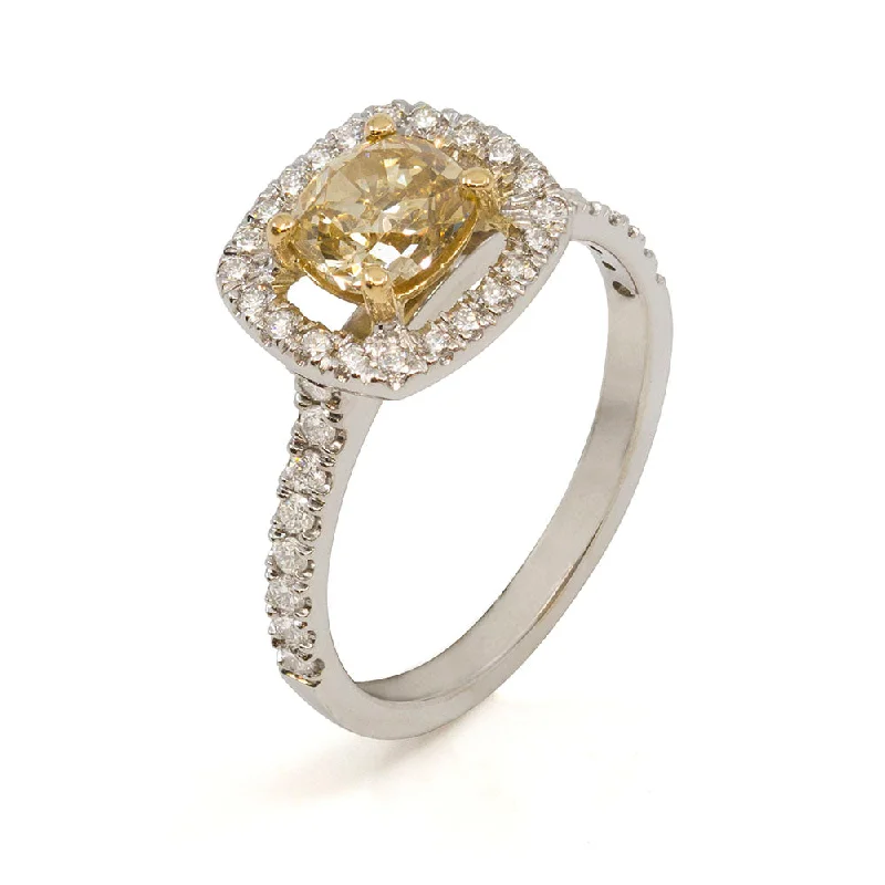 Canary Yellow Diamond Halo Ring