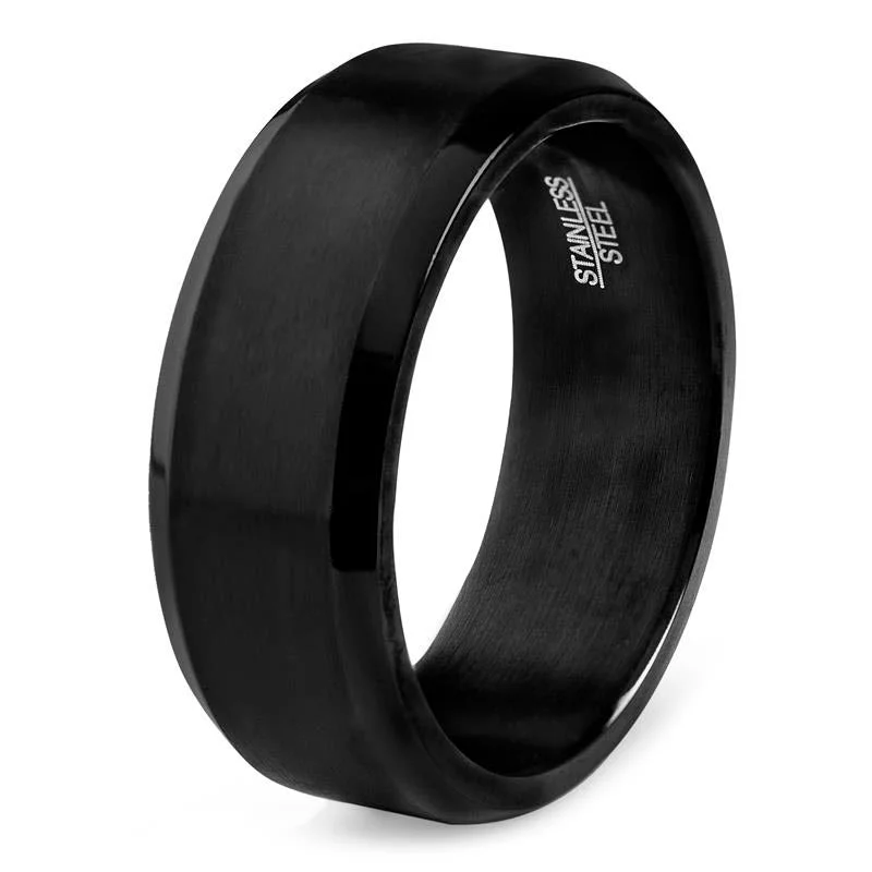 Crucible Los Angeles Men's Stainless Steel Brushed and Polished Ring