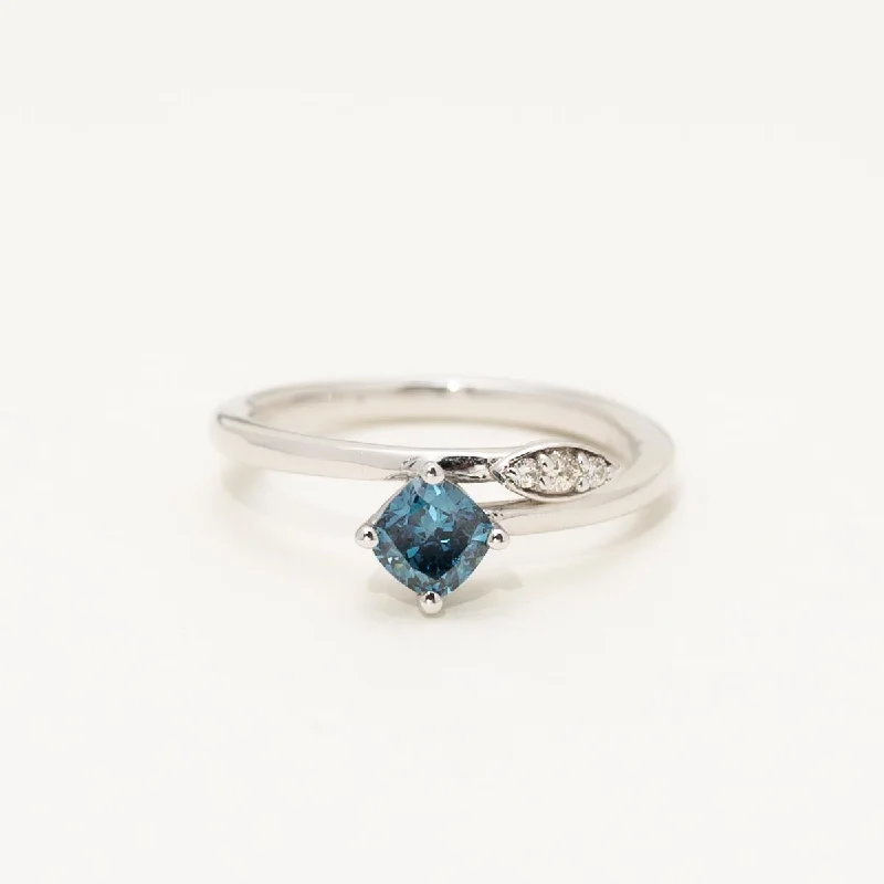 Cushion Blue  Diamond Fashion Ring in 14kt White Gold (1/2ct tw)