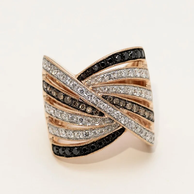 Dabakarov Champagne Black and White Diamond Fashion Ring in 14kt Rose Gold (1 1/4ct tw)