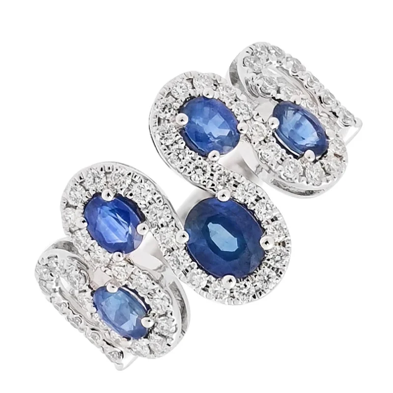 Dabakarov Oval Sapphire Fashion Ring in 14kt White Gold with Diamonds (5/8ct tw)