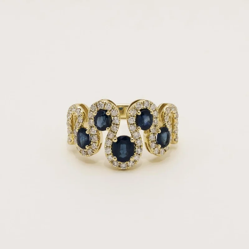 Dabakarov Oval Sapphire Fashion Ring in 14kt Yellow Gold with Diamonds (5/8ct tw)