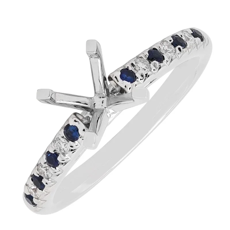 Daydream Diamond and Sapphire Ring Setting in 14kt White Gold (1/10ct tw)