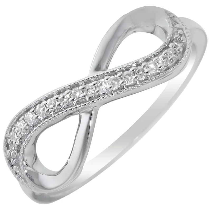 Diamond Infinity Ring in Sterling Silver (1/20ct tw)