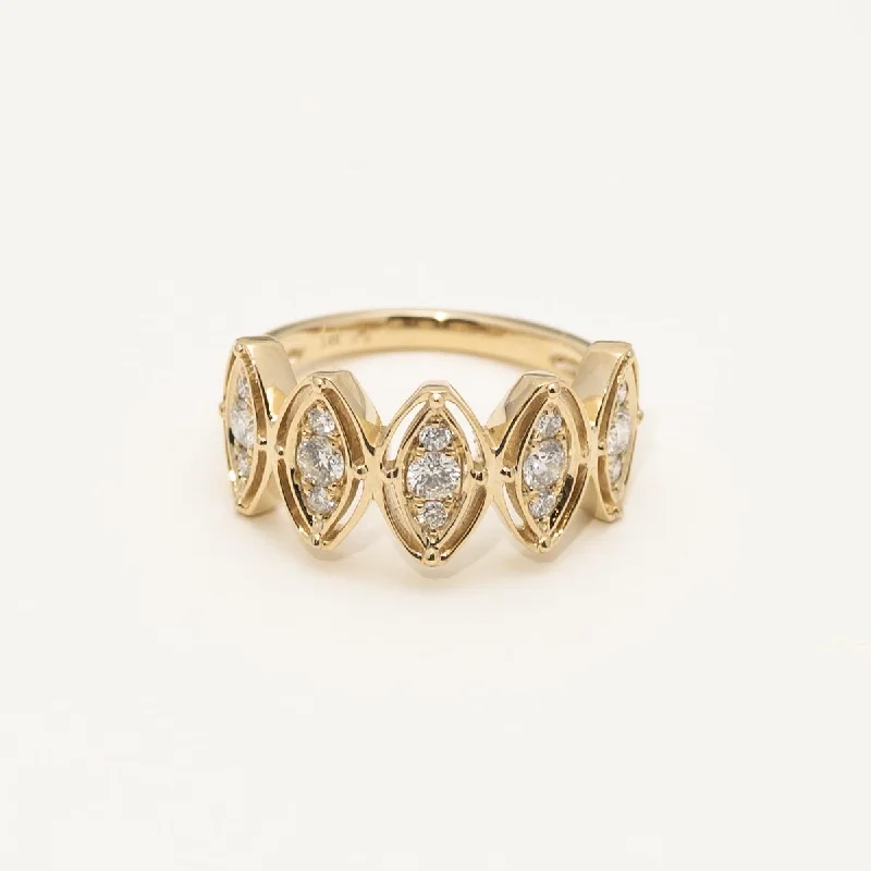 Diamond Marquise Shape Fashion Ring in 14kt Yellow Gold (1/2ct tw)