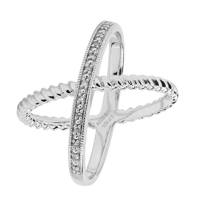 Diamond X Crossover Ring in Sterling Silver (1/20ct tw)