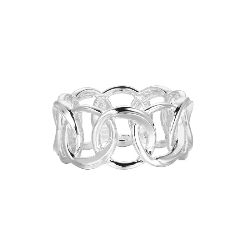 Elle SS Swirl Collection Interlocking Circles Ring