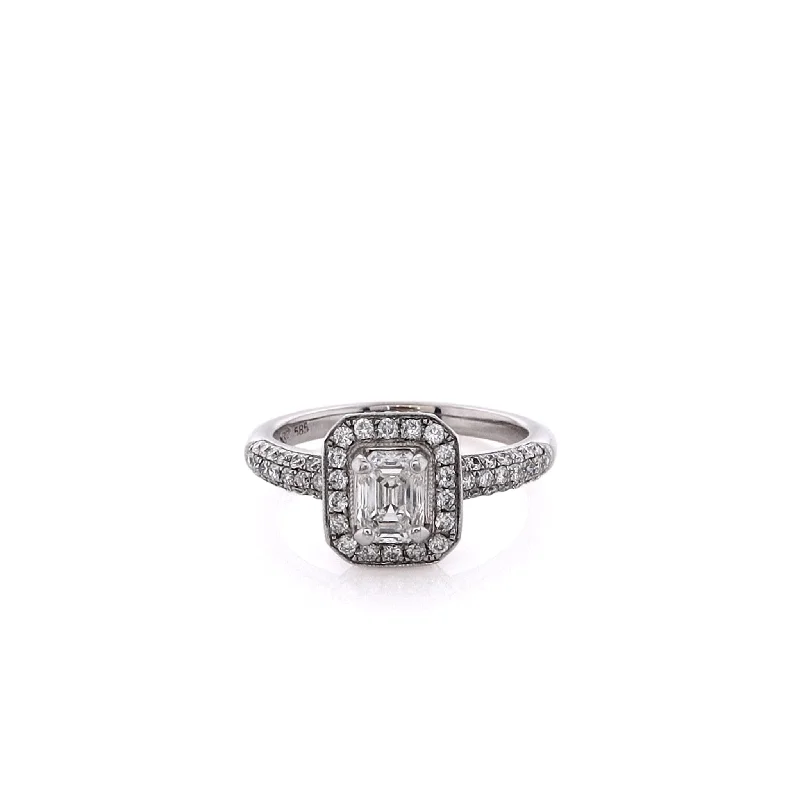 Estate 14 Karat White Gold Diamond Engagement Ring