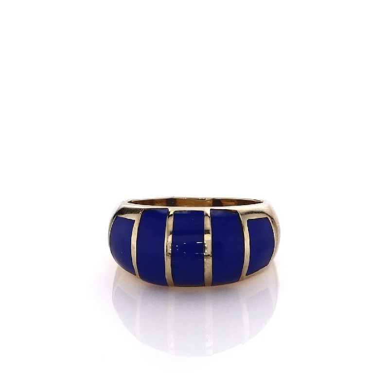 Estate 14 Karat Yellow Gold Domed Lapis Ring