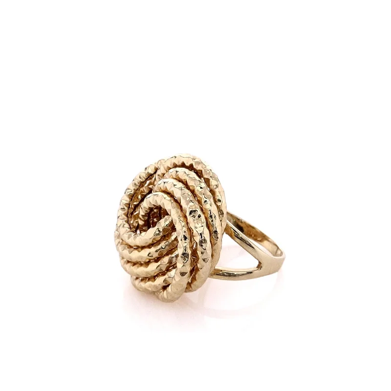 Estate 14k Yellow Gold Diamond Cut Knot Design Ring